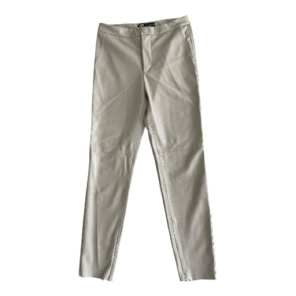 Zara Sand Beige Faux Leather High-Waisted Leggings - Picture 2 of 5